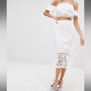 River Island Lace Fishtail Midi Skirt